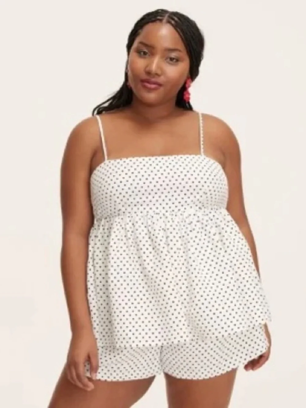 kate spade White with Black Polka Dot Babydoll top